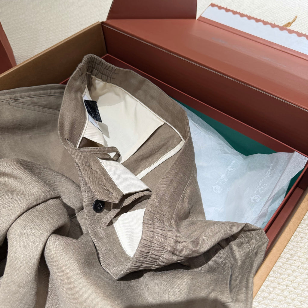 Premium European Linen Resort Set – Olive Taupe