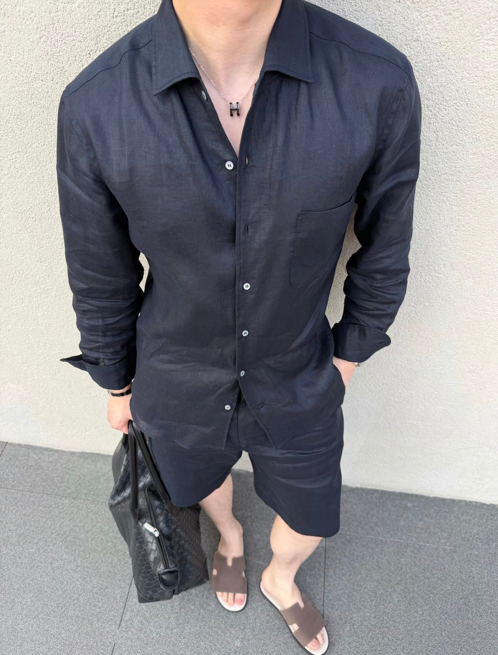 Premium European Linen Resort Set – Black Edition