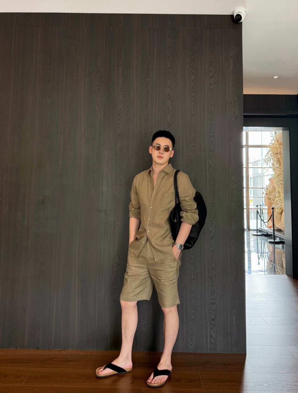 Premium European Linen Resort Set – Olive Taupe