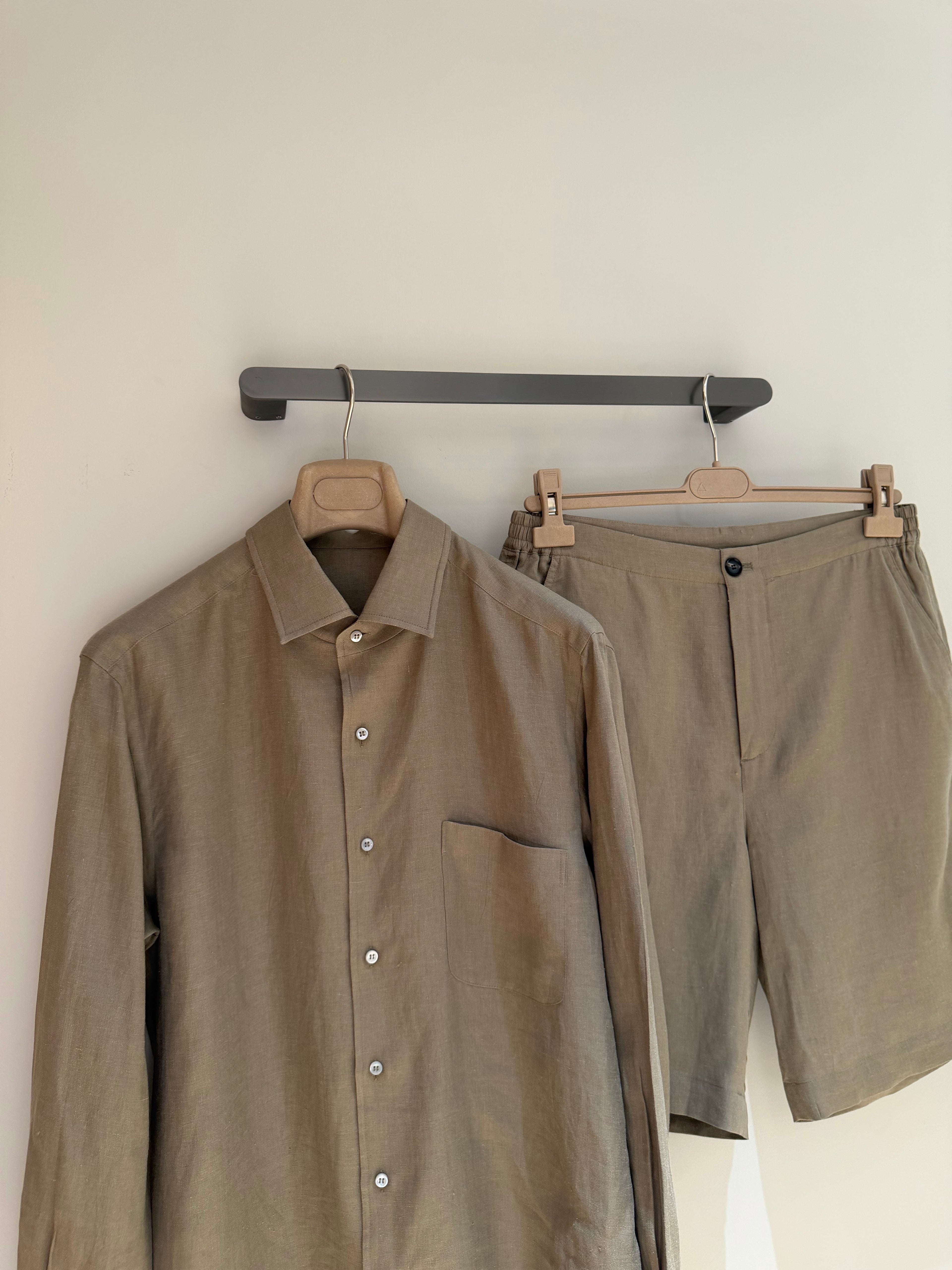 Premium European Linen Resort Set – Olive Taupe