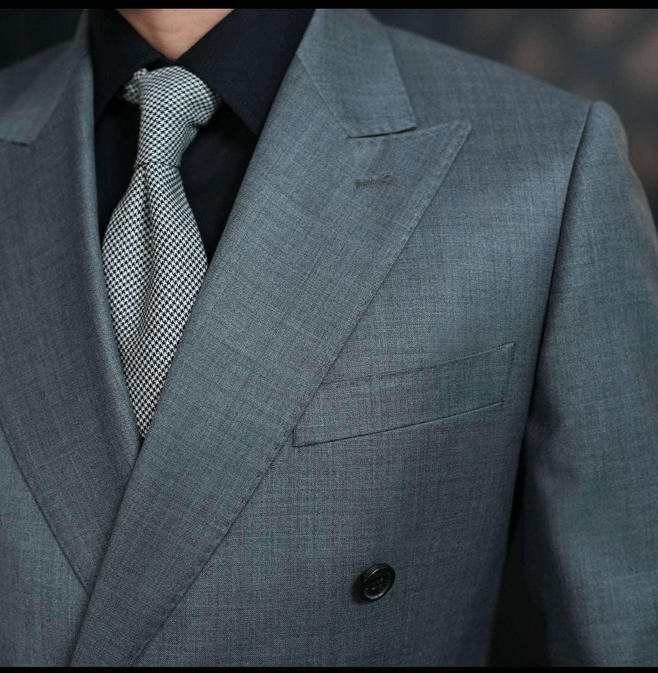 Grey Double Breasted Wool Suit