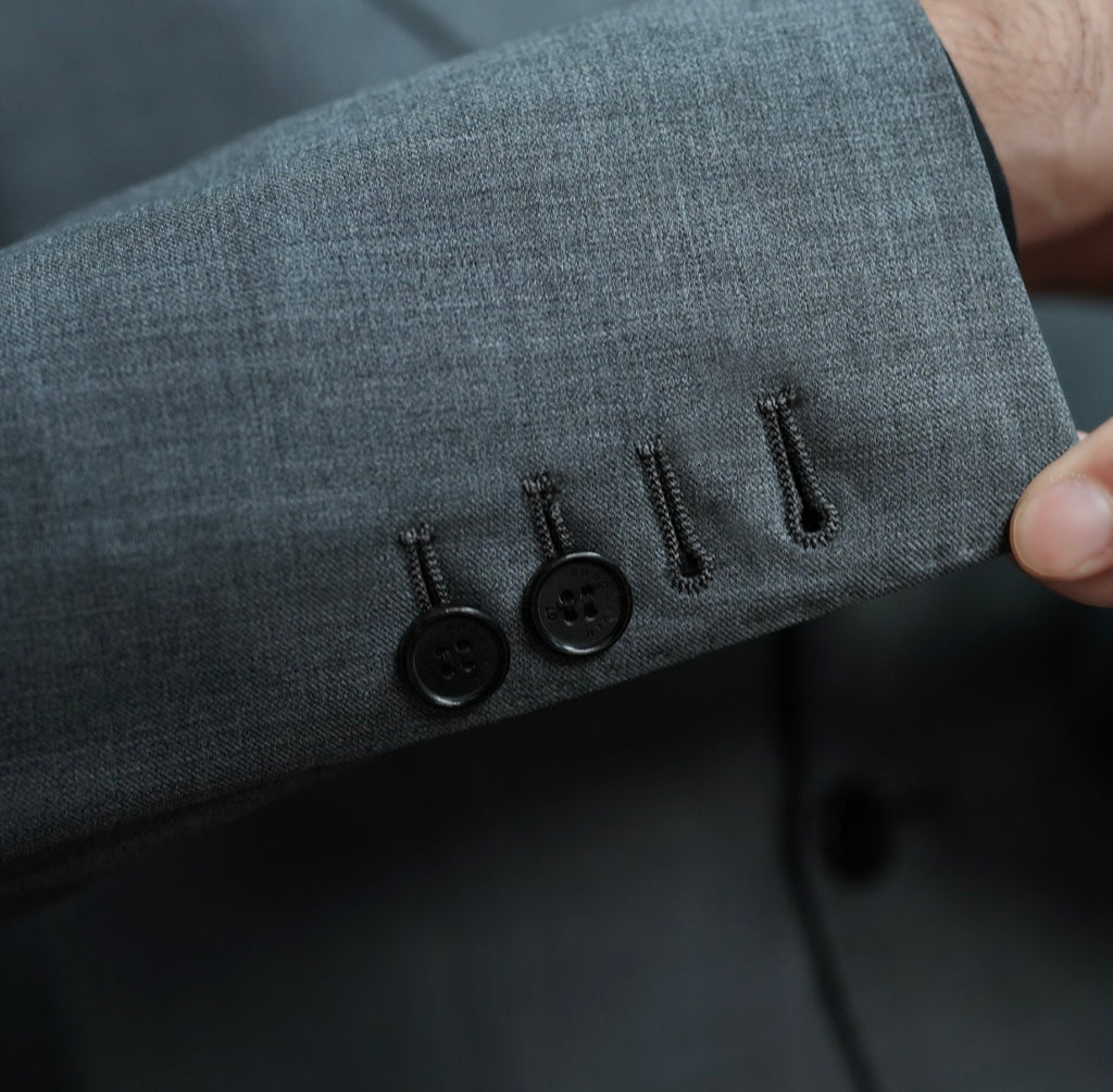 Grey Double Breasted Wool Suit