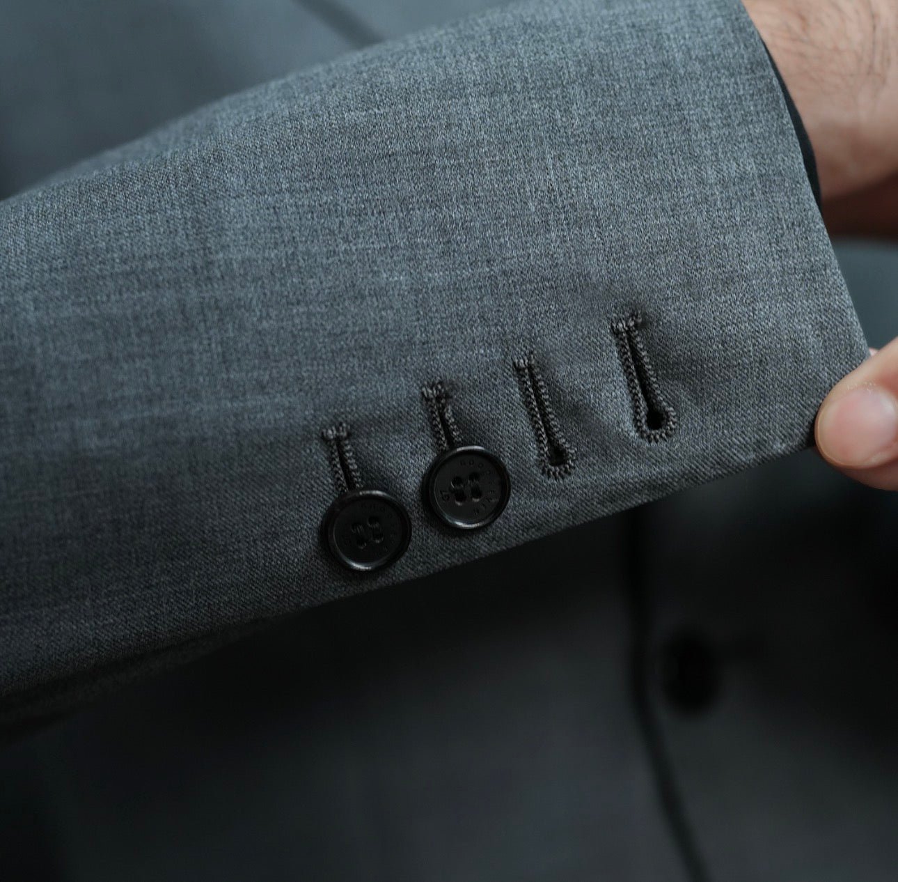 Grey Double Breasted Wool Suit