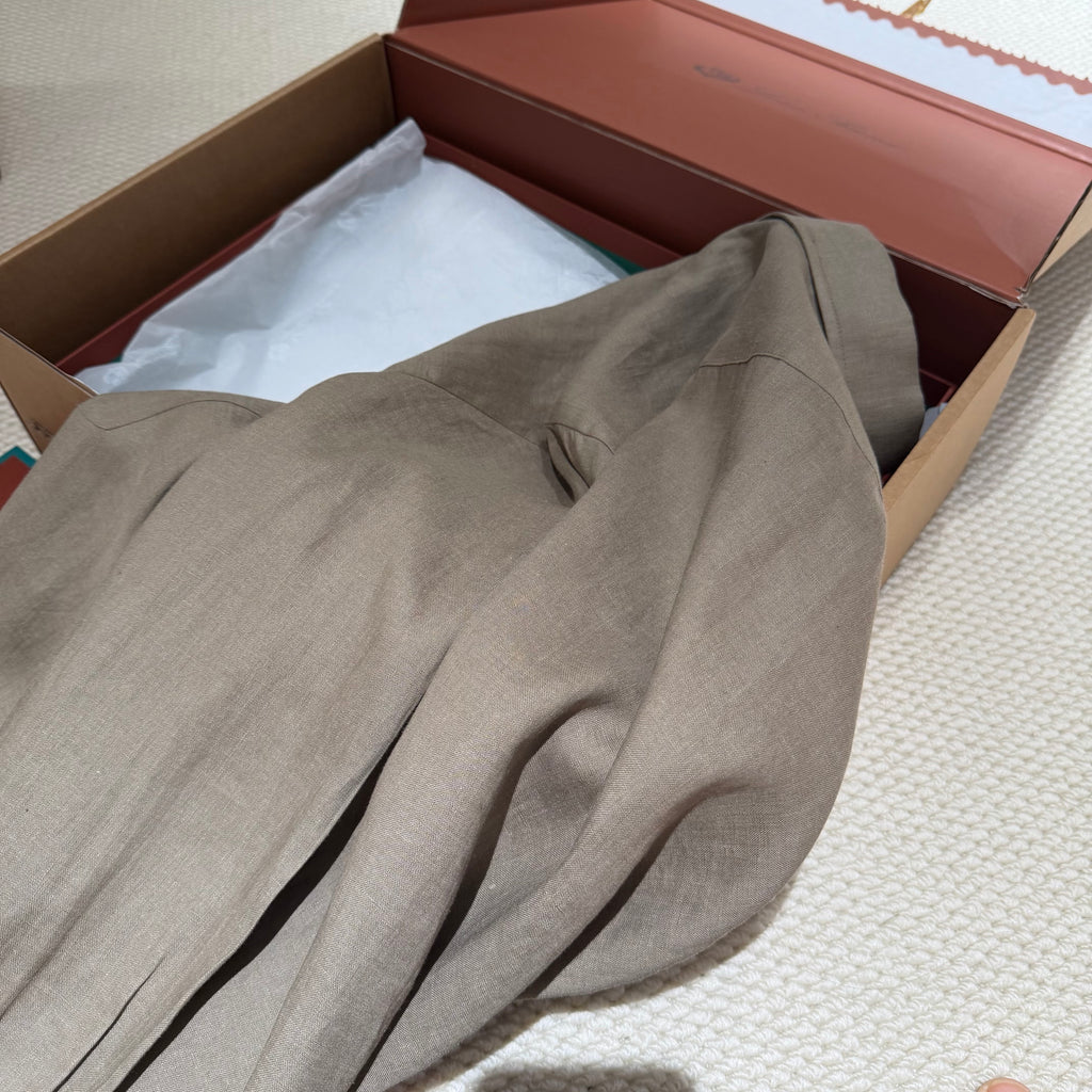 Premium European Linen Resort Set – Olive Taupe