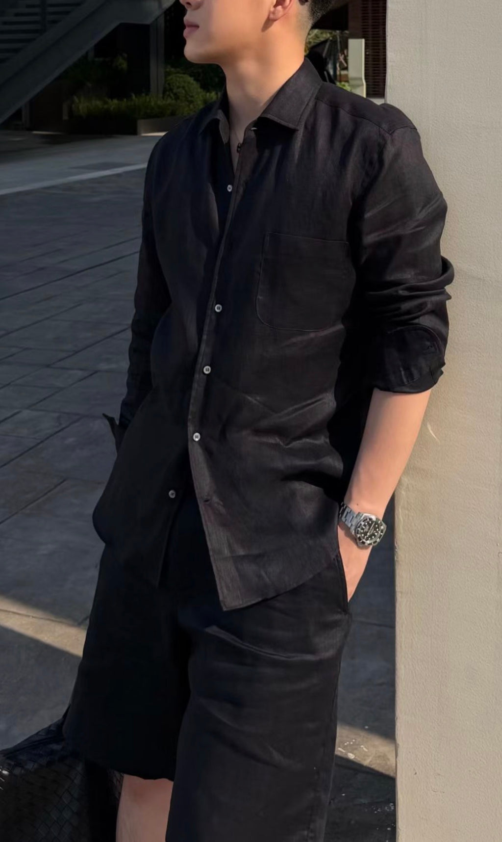 Premium European Linen Resort Set – Black Edition
